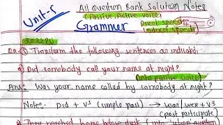 Grammar|Activ-Passive voice|Direct-Indirect speech|Correct verbs|English BE Civil & Computer PU PoU