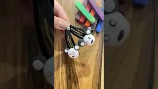 DIY Panda Hair Clip🐼#diyhairclips#youtubeshorts#shorts#claycraft#shortsfeed#diy