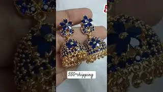 Latest blue stone earrings|8754252999 #earrings #online #gold #blue #trending