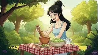 Mali's day off at the garden house: Papaya salad.