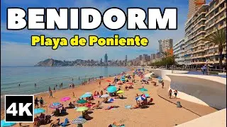 🇪🇸 Strolling the Beach Promenade of Playa de Poniente | Benidorm, Spain | Sunny Day Walk 🌞