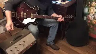 1960s Sears Silvertone 319-14759 Semi-Hollow body Electric Guitar & 1960s Sears 40XL Tube Amp Demo