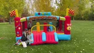 🏀13.12FT x 11.16FT Large Obstacle Bounce House.