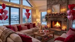 Cozy Valentine's Day Fireplace 💖 Romantic Valentine's Ambience 💖Cracking Fire & Music 💖Relaxing
