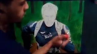 captain america acrylic painting. music -  whatever it takes by imagine dragons