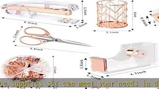 Rose Gold Office Supplies and Accessories, Acrylic Stapler, Staple Remover, Tape Holder, Pen Holder