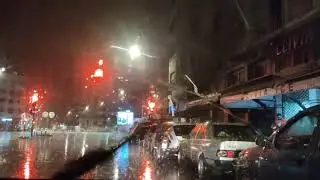 Driving through rainy Casablanca during Iftar