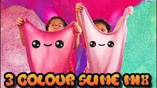 3 colour slime make - bro and sis - Mixing slime - glittering slime - Fun Kids
