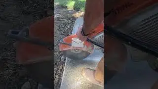 Cutting expansions joints into a concrete pad ￼