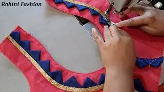 Beautiful model blouse back neck design|cutting and stitching back neck