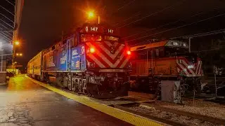 Vintage metra F40PHs on the upnw in McHenry and Woodstock Illinois 
