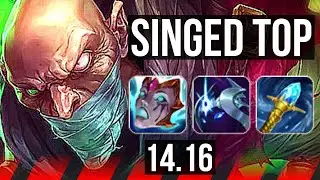 SINGED vs PANTHEON (TOP) | 6 solo kills, 1400+ games, Rank 14 Singed | EUW Master | 14.16