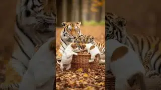 Fall Adventure with Tiger Family and Their Playful Cubs Exploring Forest #Wildlife #Nature #Tigers