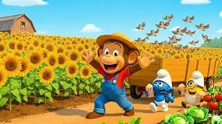 🌻 Monkey Kiki Protects the Sunflower Garden from Hungry Sparrows &ndash; Farm Work | Funny Monkey Kids! 🐒🐦