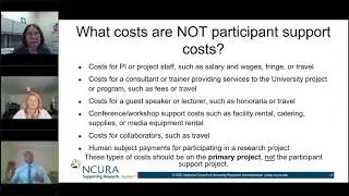 What Costs are Not Participant Support Costs?