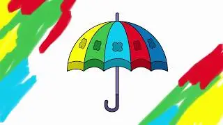 How to draw umbrella | Draw cartoon umbrella | Draw umbrella with animation | kids umbrella draw