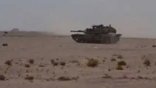 Marine Tanks Engage Targets in the Desert in Qatar - M1A1 Abrams Battle Tanks