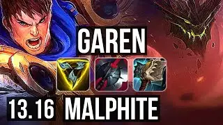 GAREN vs MALPH (TOP) | Rank 6 Garen, 4/0/1, 1.0M mastery, 300+ games | NA Challenger | 13.16