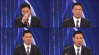 Pro-Beijing by-election candidate Holden Chow Ho-ding sheds tears during live TVB debate