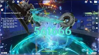 C6 Xianyun Speedruns 4.4 Spiral Abyss Bosses (90% Anemo Res Wenut)