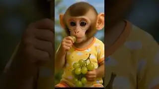 Baby Monkey&rsquo;s Grapes & Giggles Will Melt Your Heart! 🍇🐵❤️
