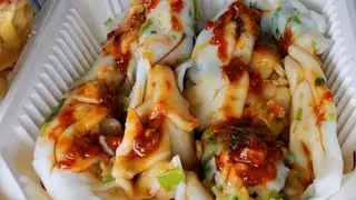 ASMR EATING CAR MUKBANG RICE NOODLE ROLL CHERNG FUN EATING SOUNDS 먹방 NO TALKING TWILIGHT