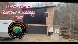 Burnt log cabin rebuild update. Full Interior tour of new home. Tennessee mountain life