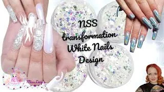 NSS Transformation - White Nails - Chrome Pigment - Flames