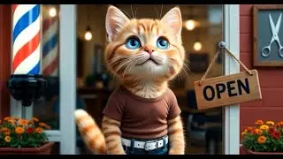 Tiny Kitten (Fromage) Barber Shop Owner: One Pawsome Day! 🐱💈 (4K AI Animation)