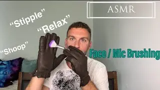 Stipple , Mic Brushing , Face Brushing ,Soft Whispers , & more with Leather Gloves ; ASMR For Sleep