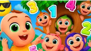 🐵🛏️ Five Little Monkeys | Jumping on the Bed Song | Fun Counting Rhyme for Kids & Toddlers 🎶