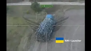 Russian Lancet drone destroys Ukrainian RIM-7 Sea Sparrow missile launcher.