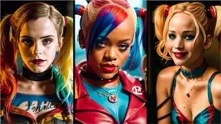Hollywood actresses as Harley Quinn | Realistic generative art with neural networks