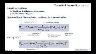 Transfert de matière (4e séance) : Coefficient de diffusion.
