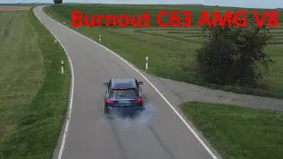 Mercedes AMG C63 Burnout, Acceleration, Beschleunigung, Drift - V8 Biturbo Power