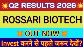 Rossari Biotech Q2 Results 🔴 Rossari Biotech Results 🔴 Rossari Biotech Latest News 🔴 Rossari Biotech