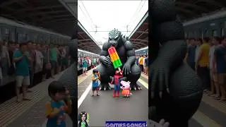 🤪Evolution of Godzilla: Godzilla in the railway station with big rainbow popsicle adventure 🤣