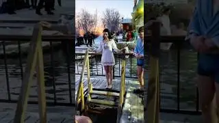 part189#Russian Winter#Ice😱Bath Ritual👙Cold Water🧊#IceBath#Epiphany#Russian🌊TraditionPlunge#travel❄️