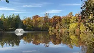 Sounds of a Lake Fountain surrounded by Autumn Trees