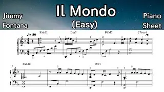 Il Mondo (1965 Italian Classic ) /Easy Piano Sheet Music /  Jimmy Fontana/ by SangHeart Play