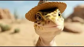Lizard man walking in the desert