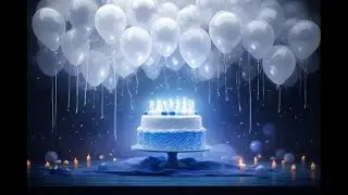 Happy Birthday Party Decoration | Blue & White Theme | Calm Balloons & Candlelight (4K)