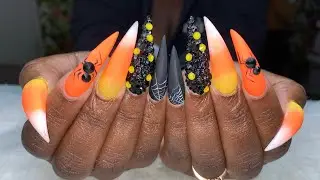 Acrylic Nails Tutorial | Halloween Nails | Stiletto Acrylic Nails