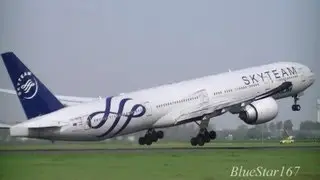 [SkyTeam livery] KLM Royal Dutch Airlines Boeing 777-300ER (PH-BVD) takeoff from AMS/EHAM RWY 36L