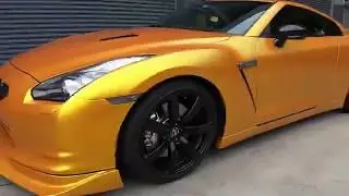 Nissan GTR wrapped in Avery Satin Energetic Yellow by WrapStyle Sydney