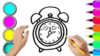 How To Draw cute Clock Drawing, Painting & Coloring For Kids and Toddlers_ Child Art 🐋🌈🎨