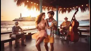 Tropical Latin Salsa by the Beach. Live Cuban Music at a Sunset Caf&eacute;