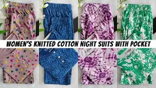 Knitted Cotton Women's Night Suits with Pocket | Night Dress #cotton #nightsuit #nightdress #knitted