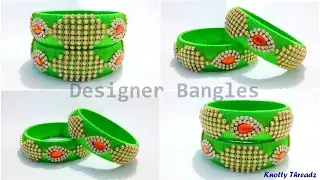 How to make Designer Silk Thread Bangles at Home | Tutorial | Knotty Threadz !!