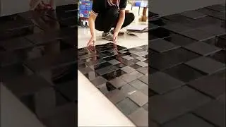 3D Black Metal Mosaic Tiles with Mirrored Finish and Matte Texture